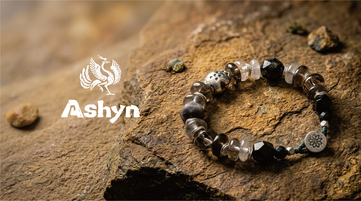 black obsidian bracelet for men on dark volcanic stone - hero banner | Ashyn
